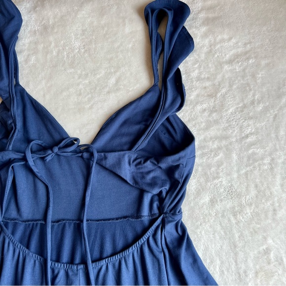 Flowy mini dress, pale navy color, size medium - Picture 3 of 3